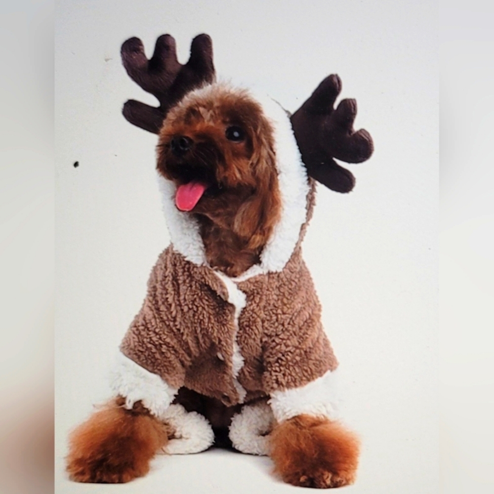 NWT CHRISTMAS HOLIDAY DOG ONSIE WARM REINDEER FAMILY COSTUME
